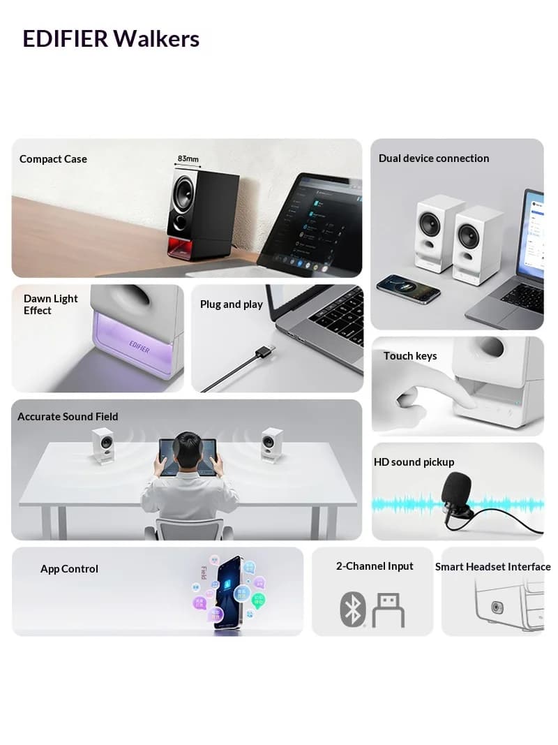 EDIFIER R20 Multimedia Speaker Desktop Computer Sound System Subwoofer High Volume Home Mini Speaker Music Office Speaker Gift - 2