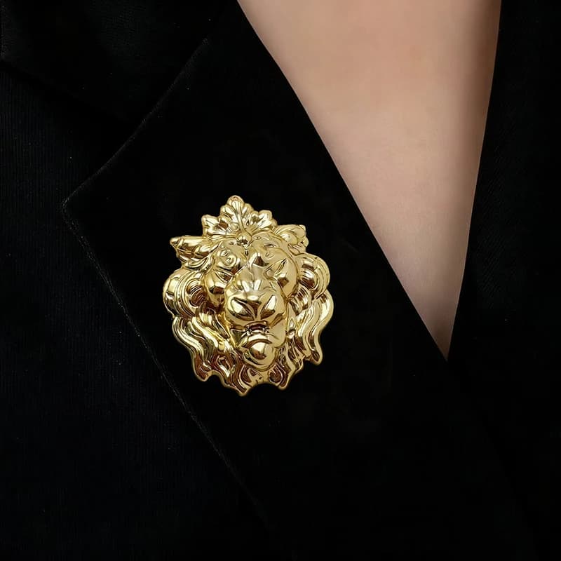 Lion Head Brooch Pin Western Style Women's Accessory For Jackets Dresses, Parties - Year-Round Wearable Pin For Fashion - 2