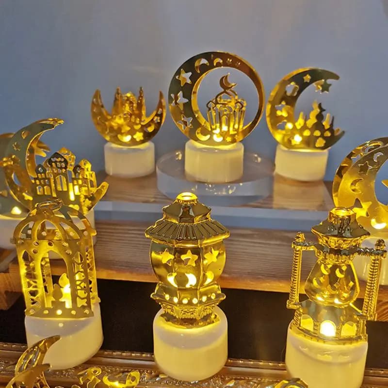 1/2/3PCS EID Mubarak LED Lights Moon Star Castle Ramadan Decoration Islam Muslim Festival Party Kareem Al Adha Home Decoration - 3
