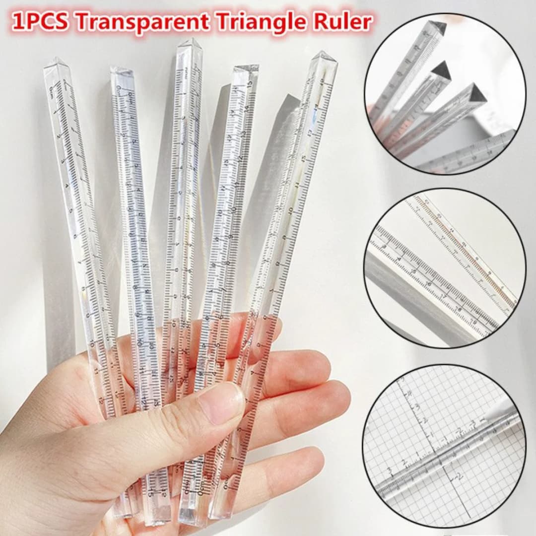 1PCS Transparent Triangle Ruler School and Office Supplies Stationery - 3