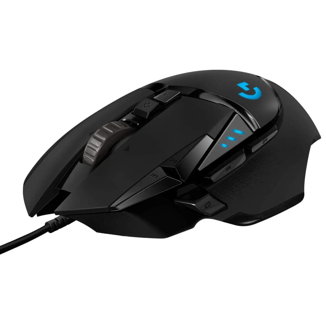 ماوس الألعاب السلكي Logitech G502 HERO أداء عالي، مستشعر HERO 25K، 25,600 DPI، RGB، أوزان قابلة للتعديل، 11 زر قابل للبرمجة