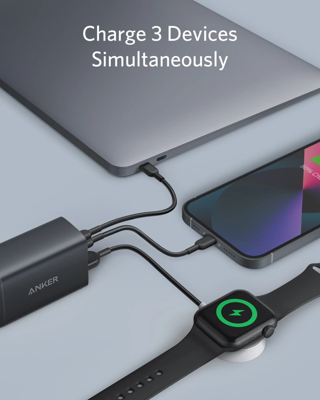 شاحن أنكر نانو، 65 واط 3 منافذ سريع مدمج قابل للطي يو اس بي سي، لماك بوك برو/اير، ايباد برو، جالاكسي اس20، ايفون 17/16 برو - 3