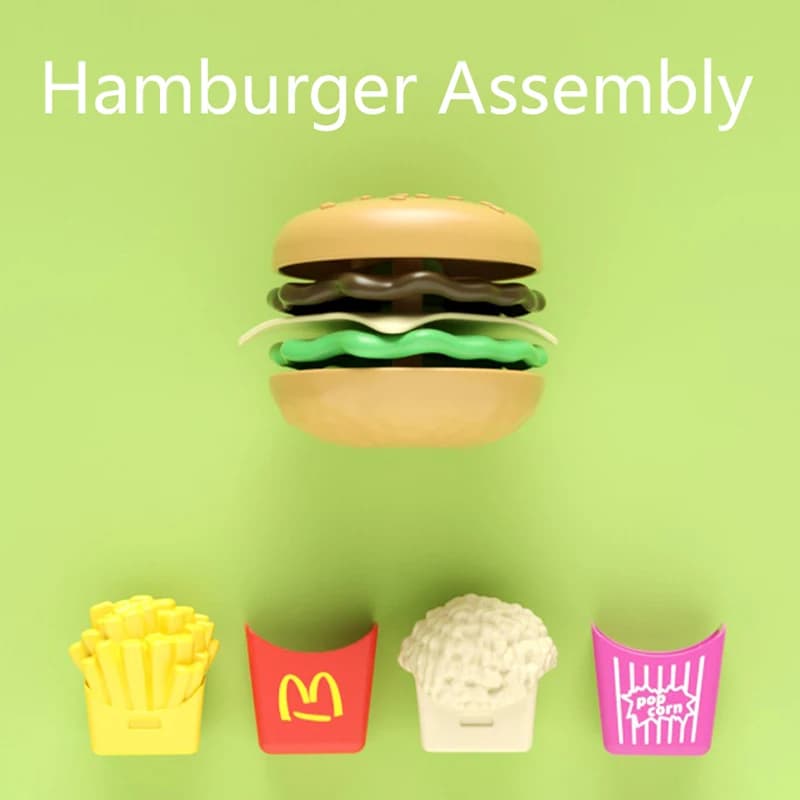 Children Hamburger Pretend Play Cooking Toys Set Mini Simulation Food Kitchen Toys For Girls Sandwich Fries Burger Assembly Game - 3