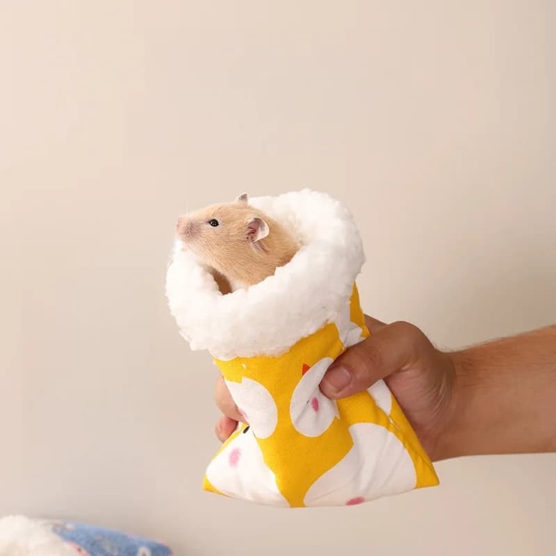 Winter Warm Small Pet Hammock: Hamster House & Sugar Glider Sleeping Bag with Warm Cotton Fill - for Dwarf Hamsters Teddy Bear - 3