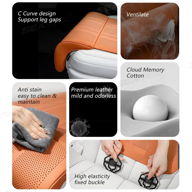 SEAMETAL Car Seat Cushion with Leg Support Universal Car Seat Protection Cover with Extension Leg Rest Padding Relieve Fatigue - 2