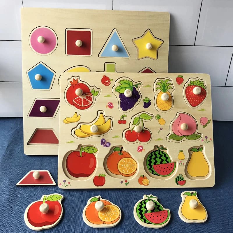 Wooden Puzzle Montessori Toys for Children Animal Traffic Hand Grab Boards Cartoon Kids Early Learning Educational Toy TMZ - 2