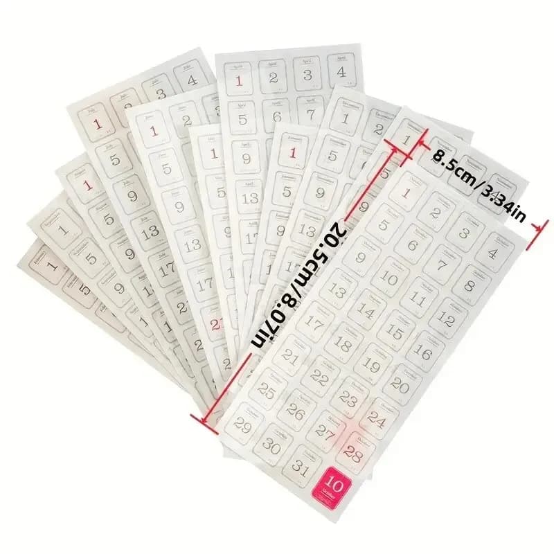12 قطعة/الحزمة، ملصقات تقويم 365 يوم، سكرابوكينغ DIY، تسميات، مذكرات، قرطاسية، ألبوم، مجلة، مخطط، أرقام أشهر - 2