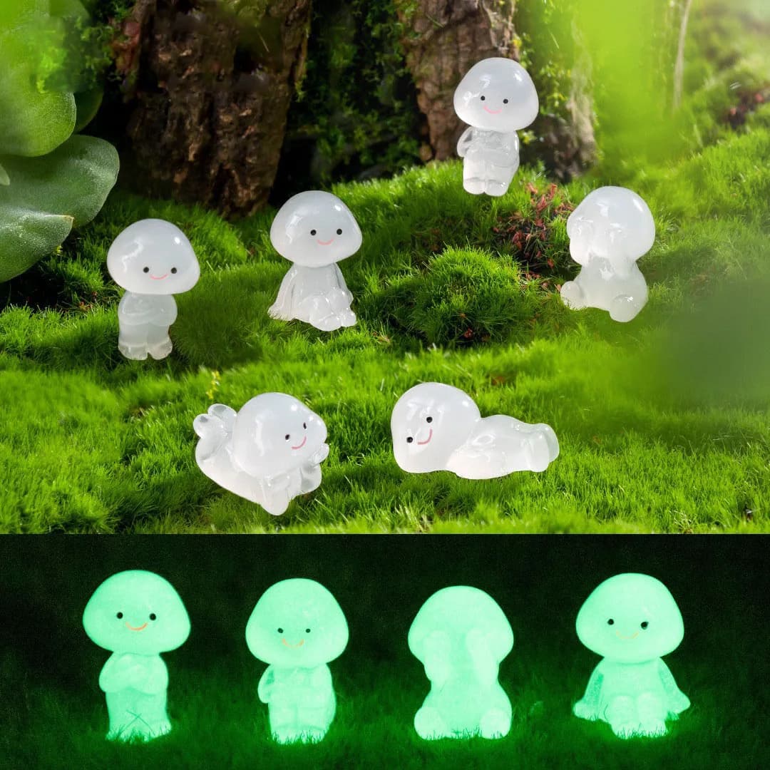 5/12pcs Little Luminous White Elk Green Leaf Fairy Garden Miniature Toy Unique creativity Decoration DIY Handicraft Accessories - 6