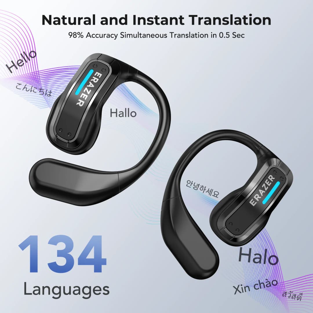 ERAZER X8 AI Translator Earbuds Gaming Bluetooth 5.4 Wireless Headphones Low latency HD Call Earphones with Mic Waterproof - 3