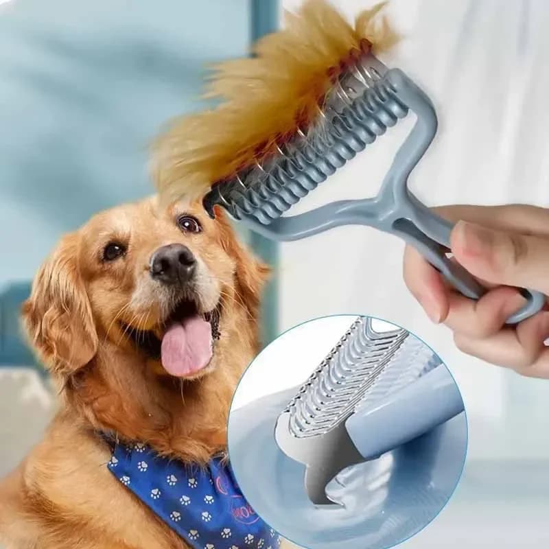 Cat Brush Pet Knot Comb 2 in 1 Dogs Cat Fur Knot Cutter Pets Hair Removal Comb Dog Grooming Shedding Tools Pet Cleaning Supplies - 3