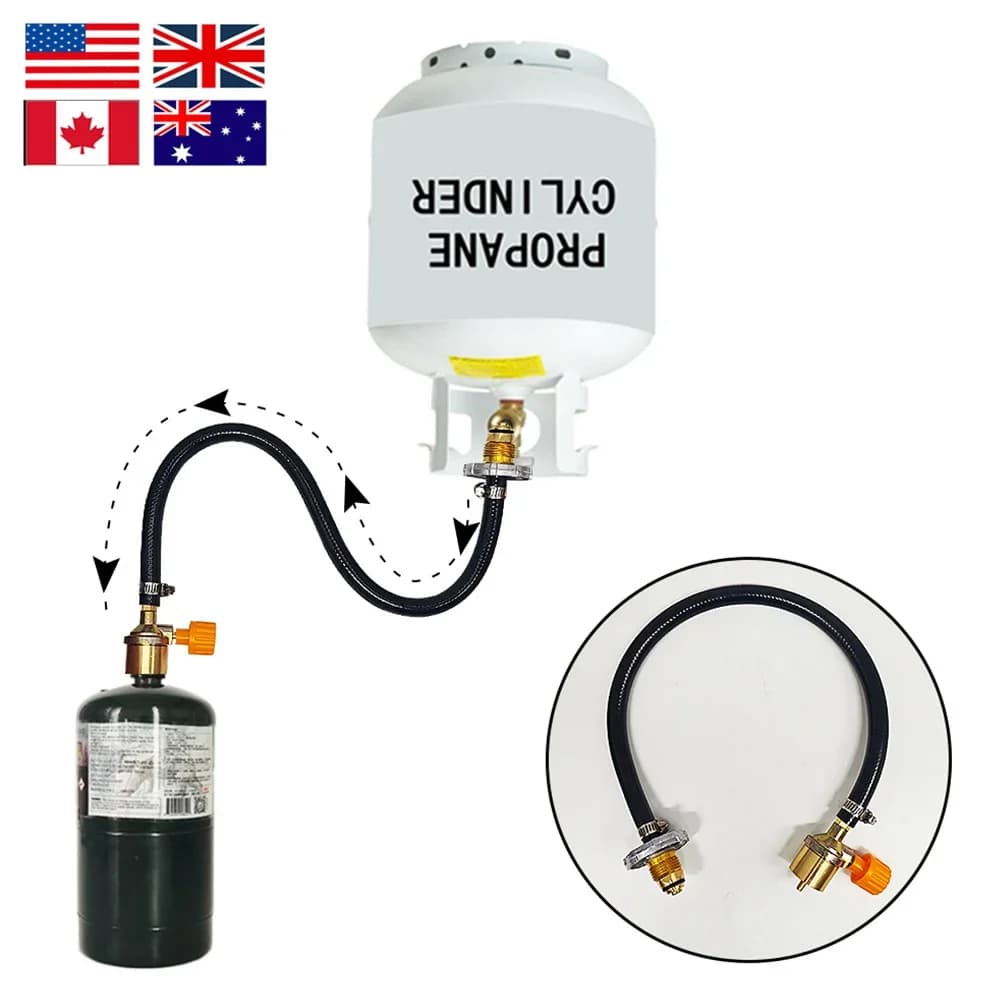 Gas Cylinder Filling Gas Adapter with ON-Off Control Valve Propane Extension Hose Copper Propane Refill Hose for Outdoor Camping - 4