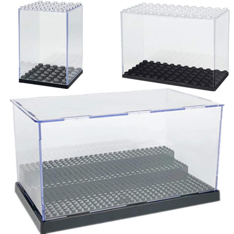 Display Box Container Dustproof Transparent Cover Accessory Base Set City DIY Model Building Blocks Bricks Toy Accessories