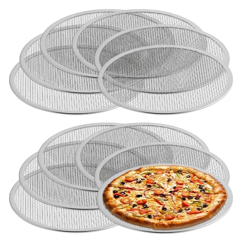 الألومنيوم البيتزا عموم 6/8/10/12/14 بوصة البيتزا الخبز شاشة شبكة صينية البيتزا مع ثقب لفرن خبز في الهواء الطلق الشواء حصيرة