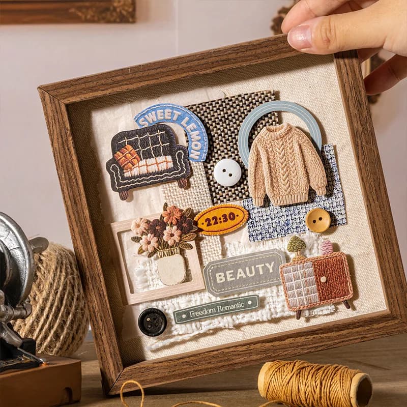 1 حزمة/2 حزمة عناصر مريحة سلسلة تنقش ملصق حزمة 6 تصاميم سجل القصاصات ديكور مواد ذاتية الصنع ثلاثية الأبعاد نمط مضغوط مجموعة الكولاج - 5