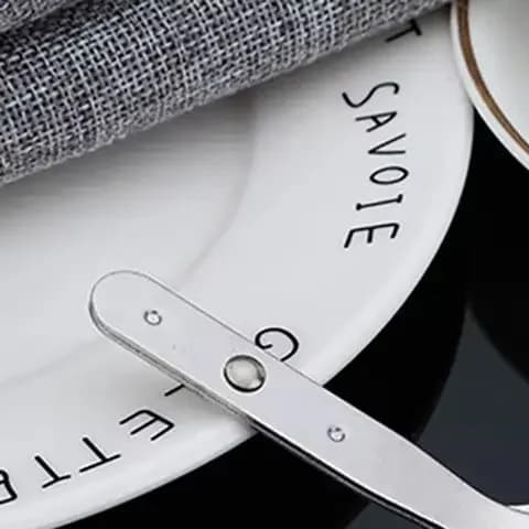 مجموعة أدوات مائدة تخييم خارجية 2 في 1 شوكة وملعقة حلوى محمولة متينة من الفولاذ المقاوم للصدأ شوكة وملعقة صغيرة أدوات مطبخ - 4