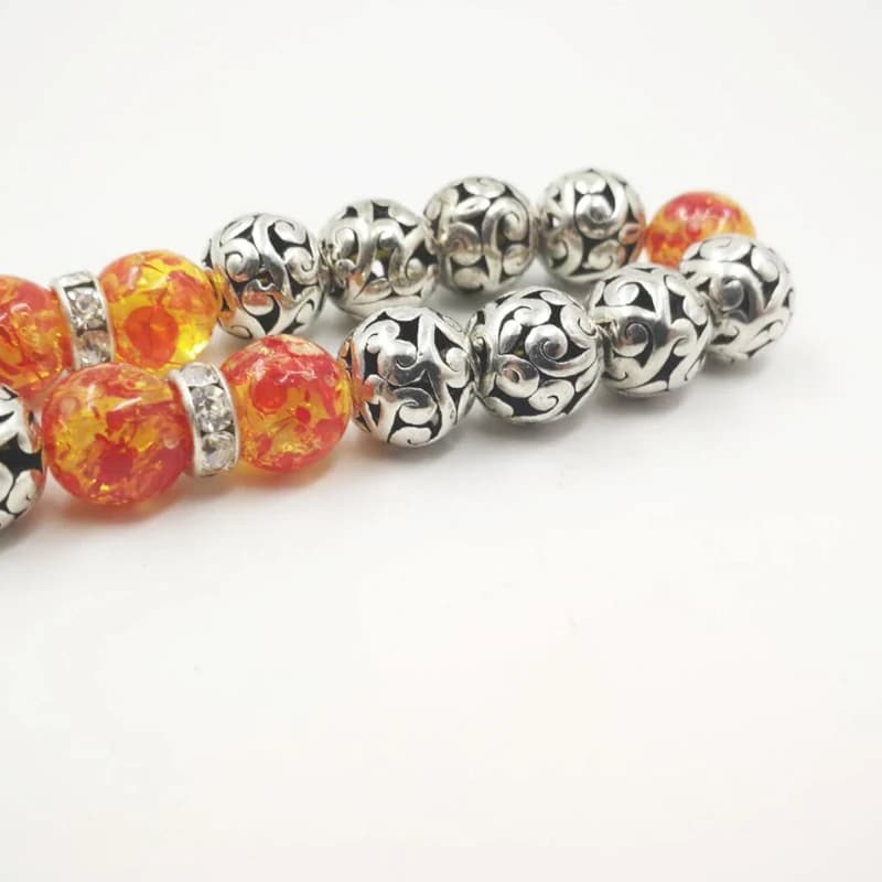 حبات التسبيح المعدنية مع الراتنج الأحمر ، سوار عربي ، هدية إسلامية ، هدية العيد - 4