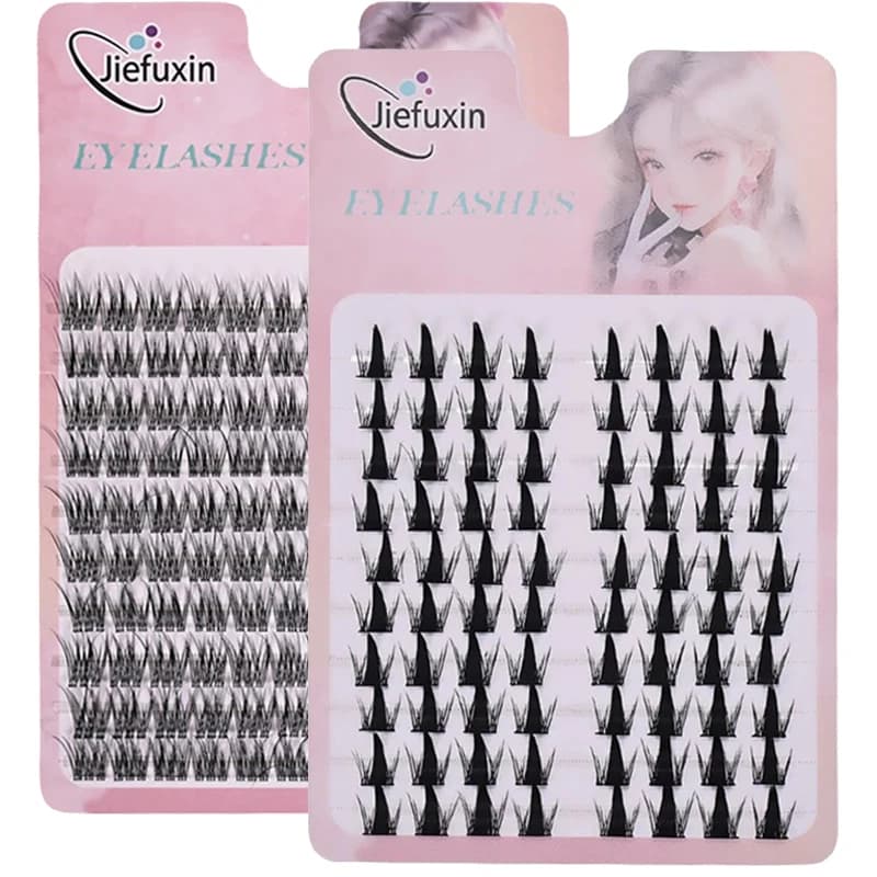 رموش Jiefuxin DIY رموش عين الثعلب مانجا رموش اصطناعية سعة كبيرة مدببة سميكة مقسمة تمديدات رموش عنقودية فردية - 2