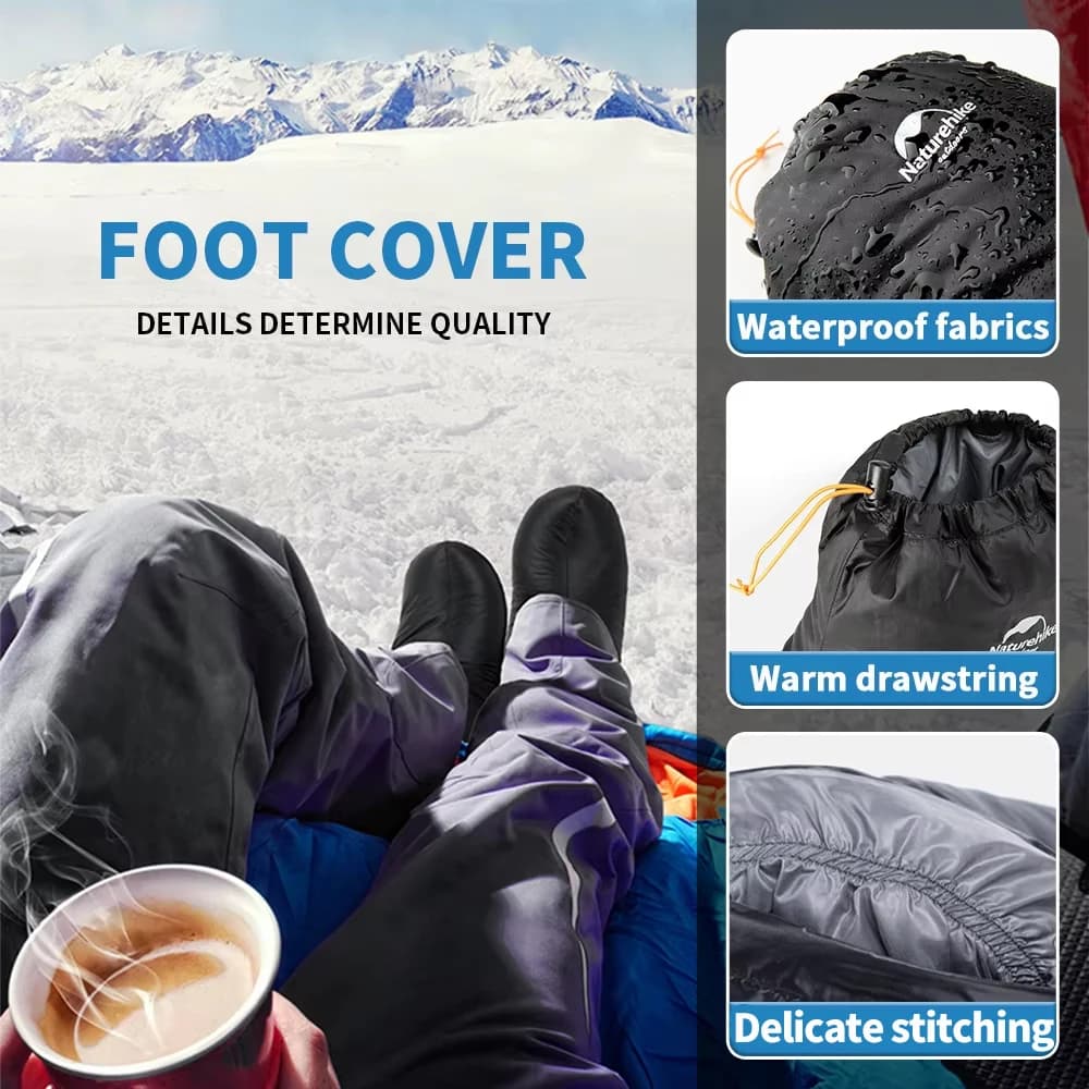 Naturehike Duck Down Foot Cover Ultralight Windproof Winter Warm Shoes Outdoor Waterproof Traveling Hiking Camping Shoes Cover - 2