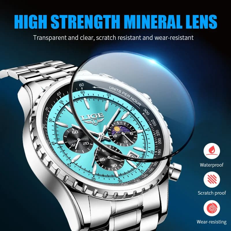 2025 LIGE Top Brand Luxury New Men Watch Quartz Man Watches Waterproof Luminous Watch for Men Date Chronograph Sport Wristwatch - 3