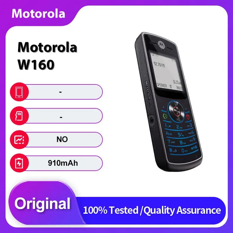 Original Unlocked Motorola W160 2G 91mAh GSM 900 / 1800 Mobile Phone Only Support English