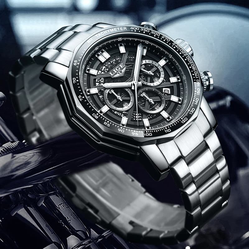 LIGE Sport Watches For Men Fashion Military Waterproof Chronograph Top Brand Luxury Luminous Quartz Wristwatch Men Reloj Hombre - 3