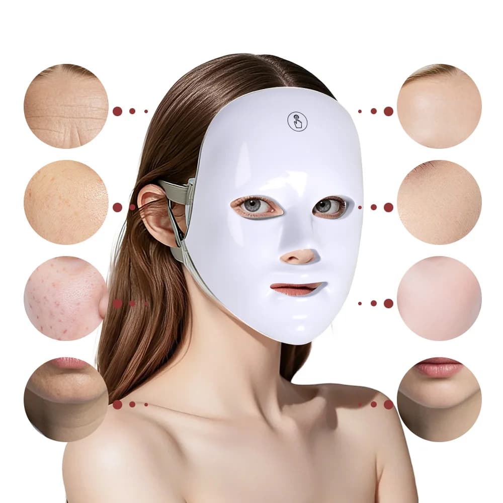 قناع الوجه LED بتقنية الفوتون والضوء الأحمر، لمكافحة حب الشباب، إزالة التجاعيد، تجديد البشرة، تبييض، وأجهزة تجميل الوجه