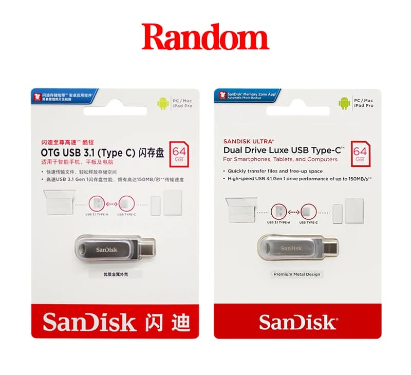 Sandisk DDC4 Dual Interface USB3.2 Pen Drive Mental Meory stick HighSpeed Up To 400MB/S 32GB 64GB 128GB 256GB 512GB 1TB - 6