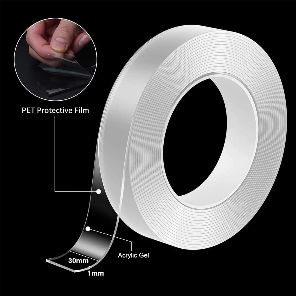 1-10M Nano Double Sided Tape Heavy Duty Transparent Adhesive Strips Strong Sticky Multipurpose Reusable Waterproof Mounting Tape - 2