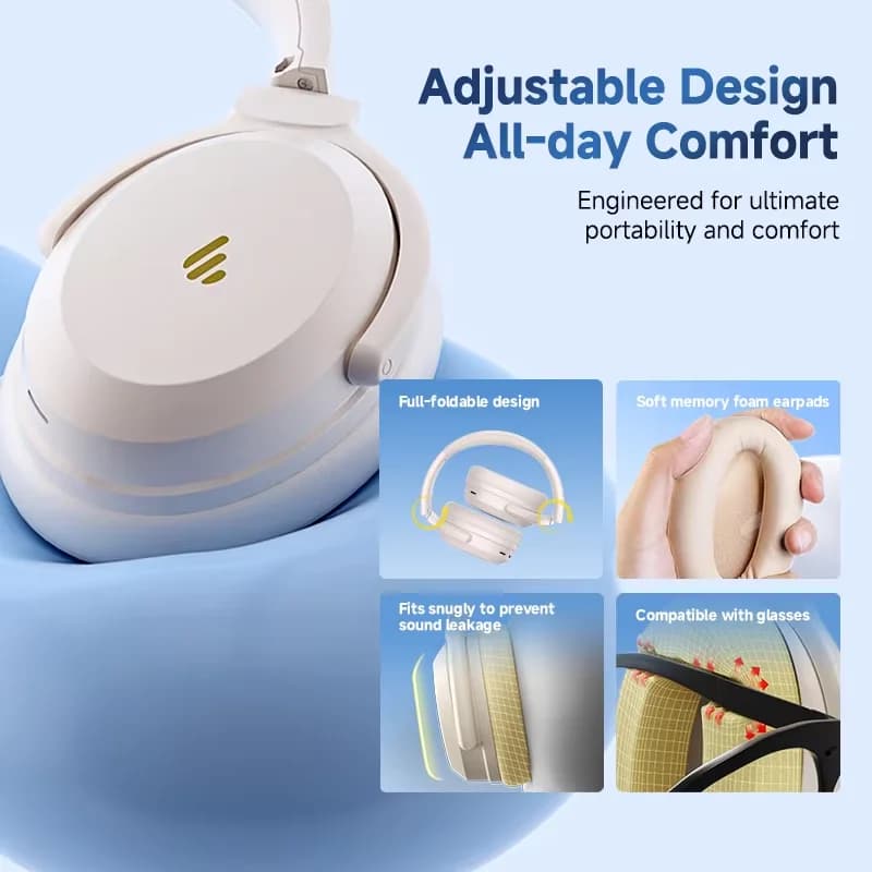 إديفاير WH700NB برو سماعات رأس لاسلكية بلوتوث 5.4 هايبرد ANC سماعات أذن صوت عالي الدقة 56 ساعة تشغيل سماعات قابلة للطي - 4