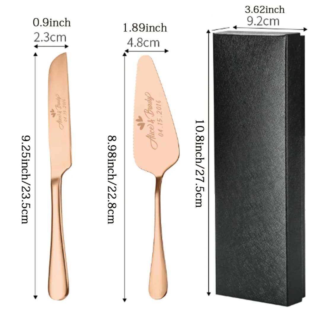 2pc custom engraved stainless steel cake knife set gift box, suitable for weddings, birthdays, all kinds of parties - 3