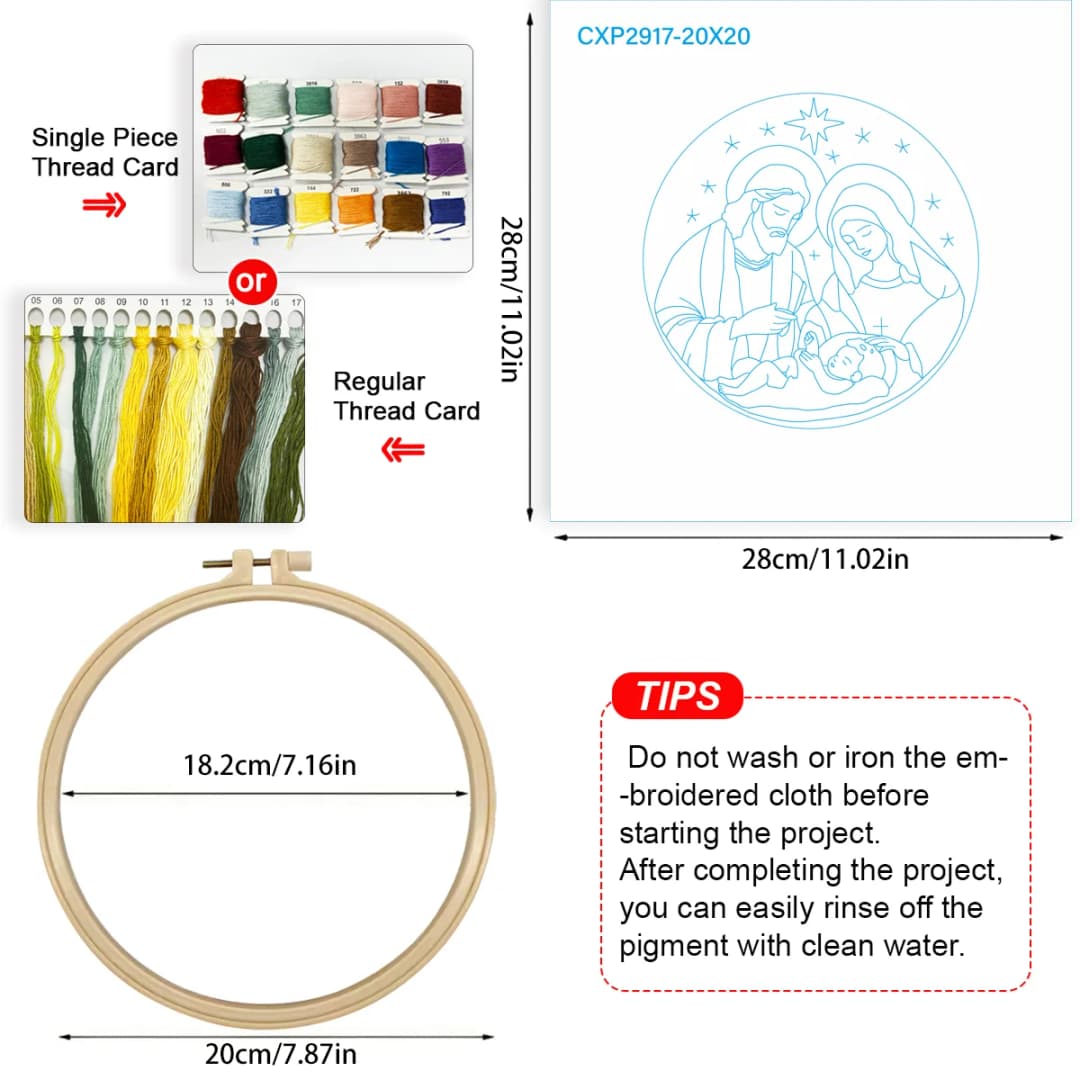 1pc 20X20CM/15X15CM 7.87/6.3inch Religion Embroidery Starter Kit DIY Kit DIY Embroidery Kit Manualidades Needle Art - 6