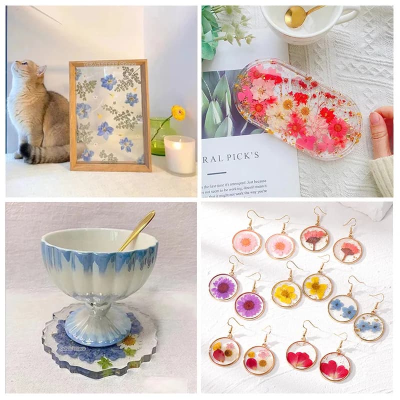 زهور مجففة طبيعية مضغوطة لملء قوالب راتنج الإيبوكسي، لصنع قلادات وحُليات مجوهرات يدويًا - 6