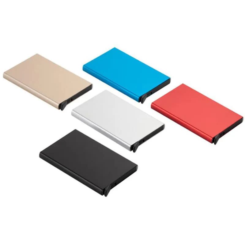 Rfid Smart Wallet Card Holder Metal Thin Slim Men Women Wallets Pop Up Minimalist Id Card Case Small Black Purse Wallets for Men - 5