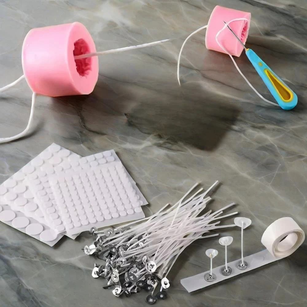 Candle Wicks Set 2.6-20cm Pre-Waxed Cotton Core Wicks with Base Stickers DIY Handmade Candle Making Tools Candles Accessories - 4