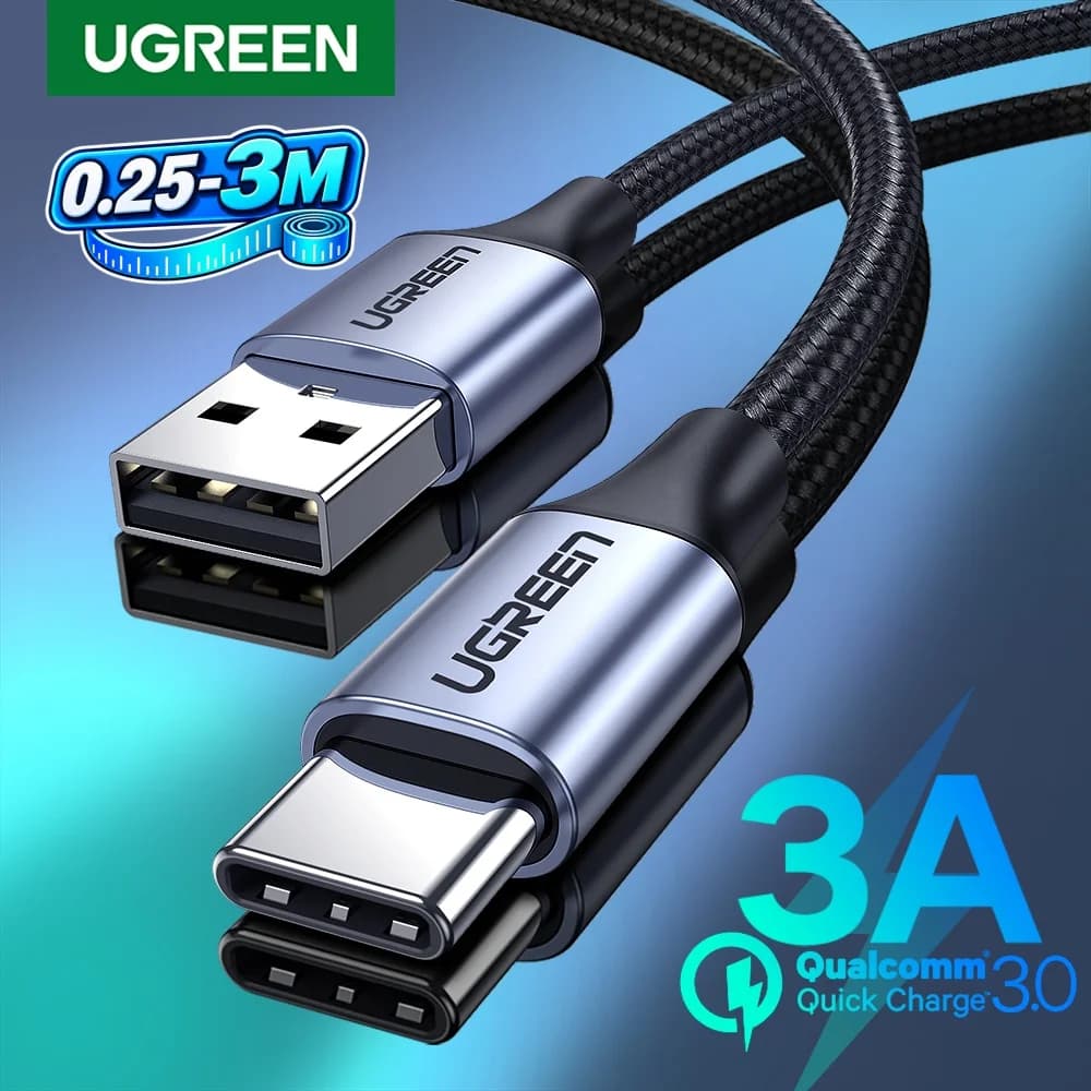 UGREEN 3A USB C Type C Cable for iPhone 18/17/16/15 Xiaomi Poco Samsung 18W Charging Wire USB2.0 Data Cord Carplay QC3.0 0.25-3M