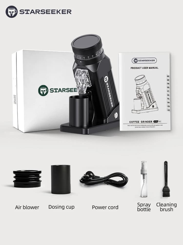 مطحنة قهوة كهربائية STARSEEKER E64 بمطحنة مسطحة من التيتانيوم 64 ملم لتعديل نعومة بلا درجات للقهوة السبريسو في المنزل - أسود - 6