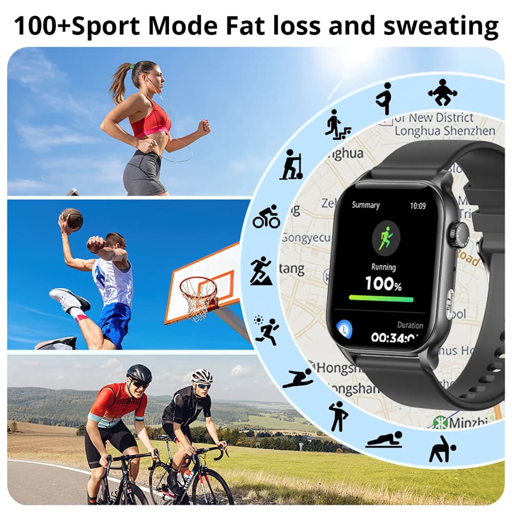 ساعة كولمي بي78 الذكية 2024 بشاشة 1.95 بوصة إتش دي أموليد مع كشاف ومكالمات صوتية وأكثر من 100 وضع رياضي ومراقبة صحية للرجال والنساء - 5