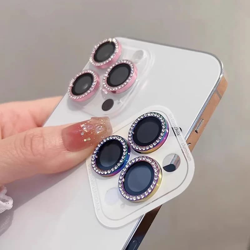 Bling Glitter Diamond Camera Lens Protector Case For iPhone 17 16 15 14 13 12 11 Pro Max Plus Sreen Protectors Film For iPhone17 - 6