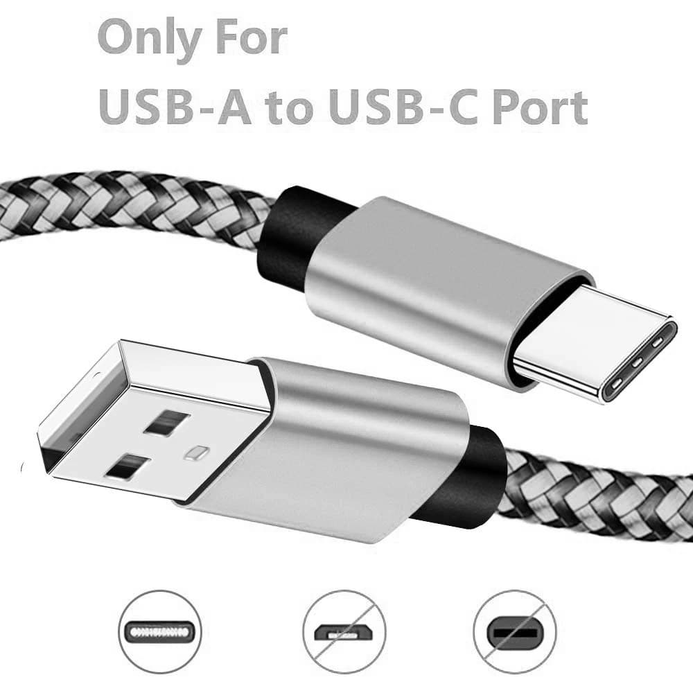 كابل USB نوع C لمزامنة البيانات والشحن السريع 2.4A، نايلون مضفر، متوافق مع سامسونج وهواوي وأجهزة أندرويد - 2