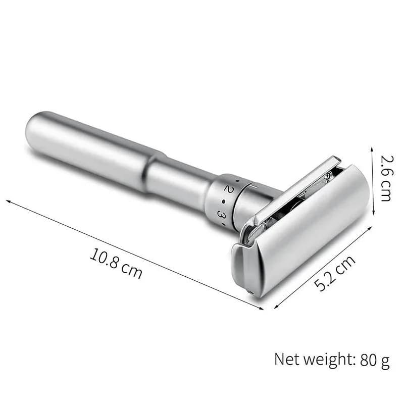 Mingshi Adjustable Safety Razor Double Edge Classic Men Shaving Mild to Aggressive 1-6 File Hair Removal Shaver it with 5 Blades - 2