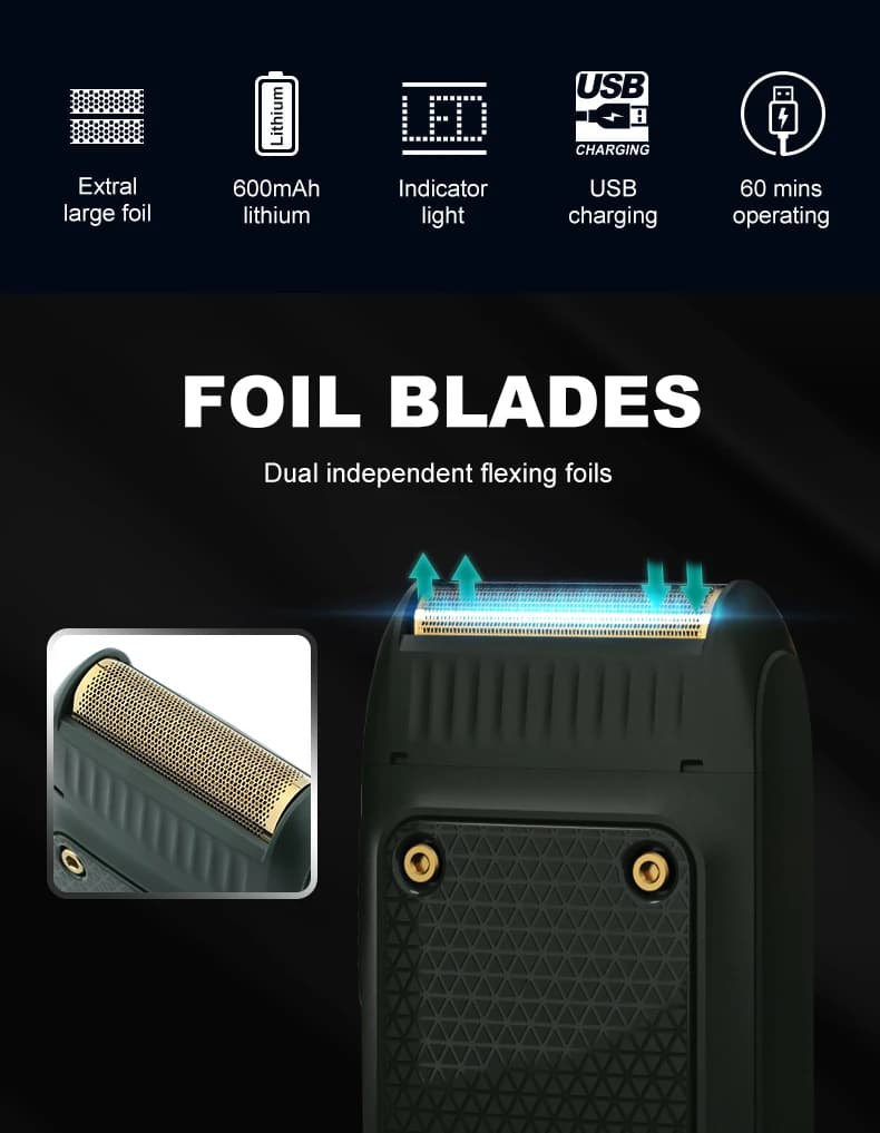 VGR V-353 ماكينة حلاقة احترافية كهربائية محمولة لقص اللحية مع شفرة قابلة للشحن للرجال - 5