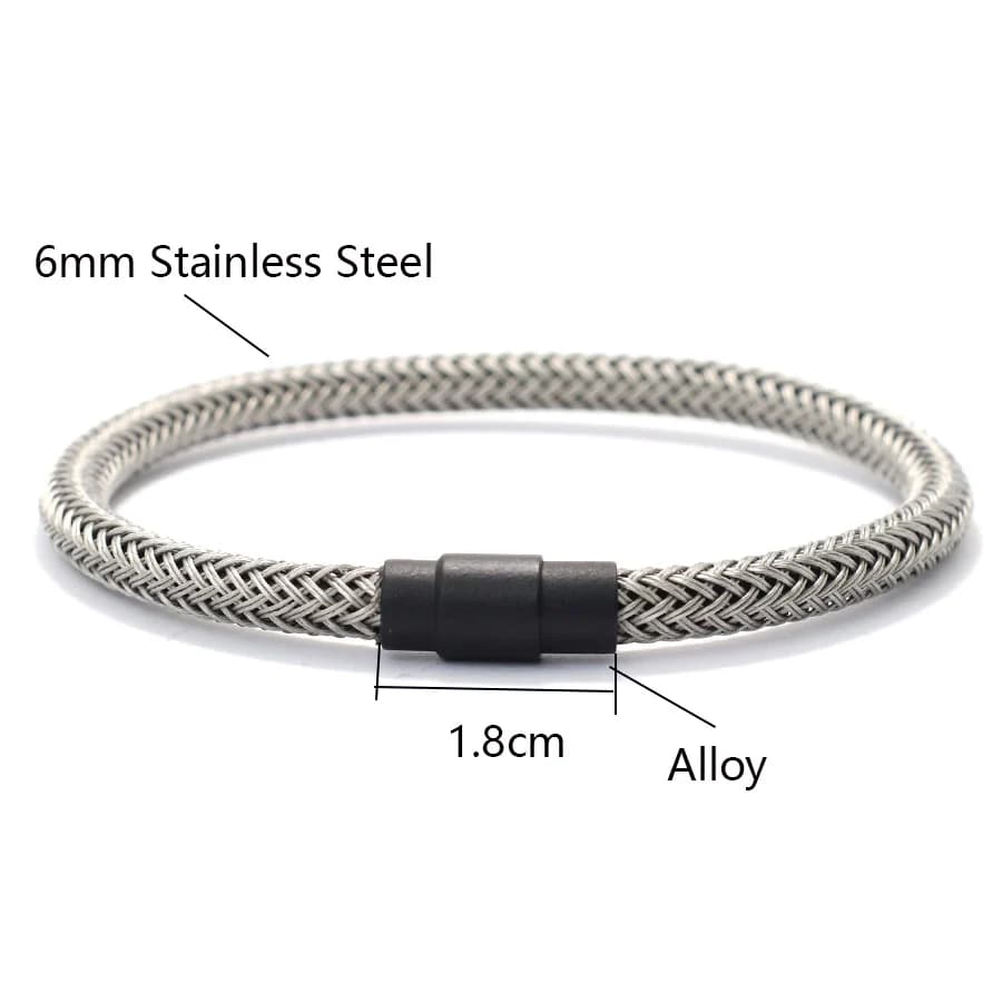 New Premium Stainless Steel Wire Bracelet For Men Magnet Buckle Casual Handcrafted Braslet Hiphop Rock Hand Accessories Pulseria - 5
