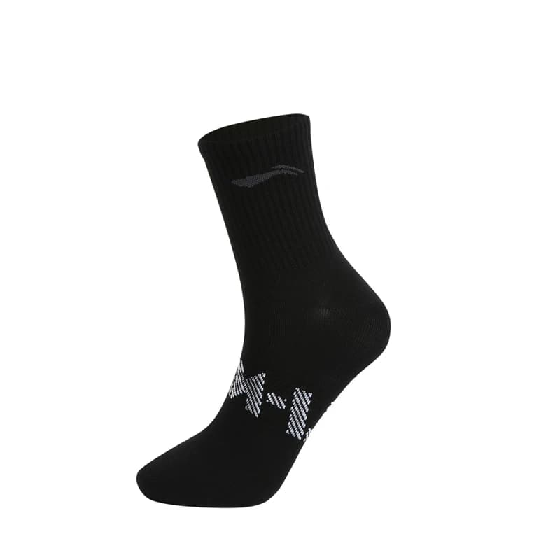 لي-نينغ للجنسين 3 أزواج جوارب رياضية للرجال والنساء مقاس 24-28 سم بحروف لي-نينغ جوارب رياضية قابلة للتنفس AWTV005 - 3