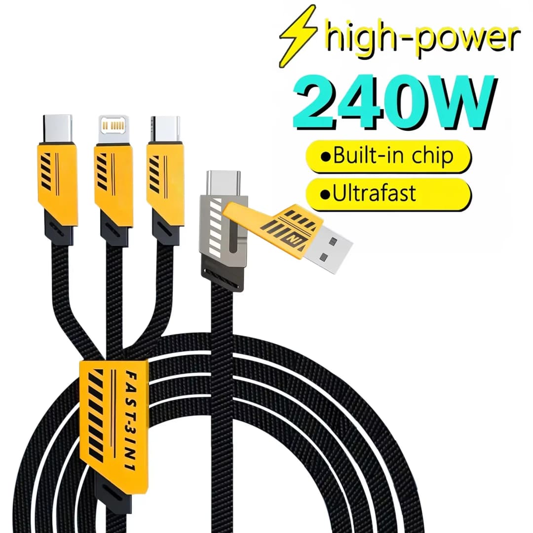 3 في 2 240 واط سلك شحن سريع لمايكرو USB نوع C كابل الشاحن 1.2 متر منفذ USB متعدد سلك شحن USB متعدد آيفون هواوي