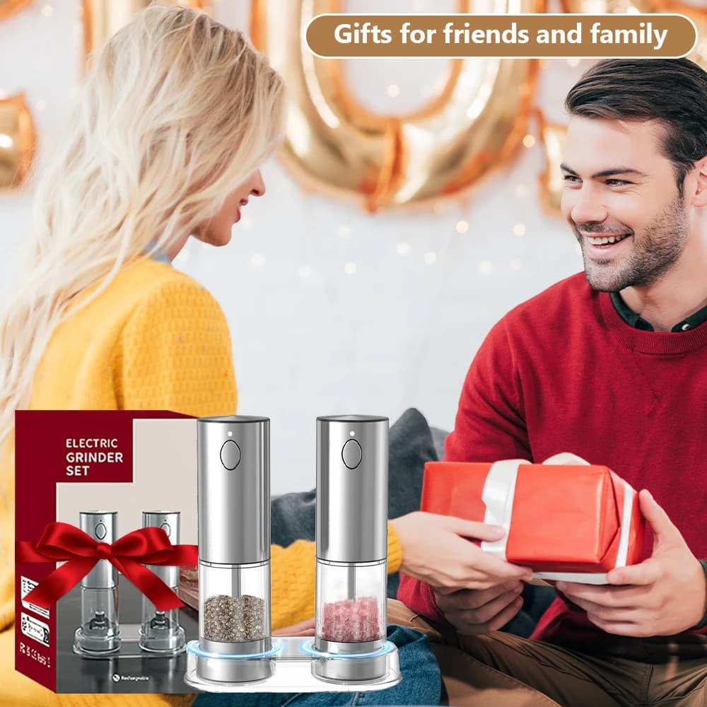 مطحنة فلفل كهربائية من الفولاذ المقاوم للصدأ مطحنة ملح وفلفل قابلة لإعادة الشحن عبر USB مطحنة توابل قابلة للتعديل أداة مطبخ - 6