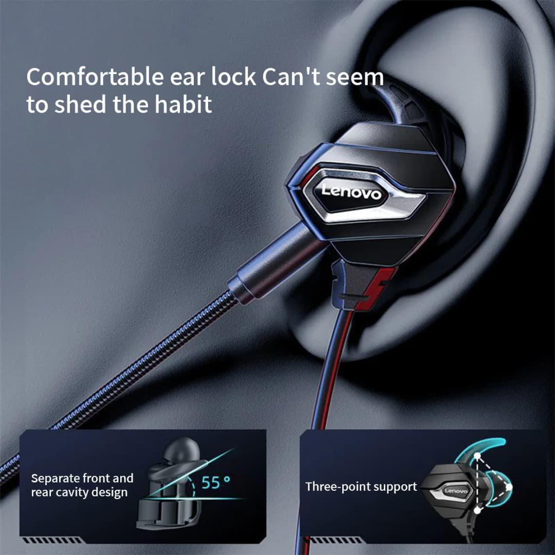Lenovo In-Ear Gaming Low Latency Anc Headset Dual Microphone Noise Cancelling Type-C/3.5Mm Earphones for Gamer Tablet Pc Game - 3
