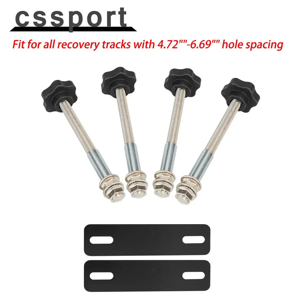 For All Recovery Tracks with 4.72"-6.69" Hole Spacing Universal Track Mounting Pins Base Plates Kits For Traction Boards Kit