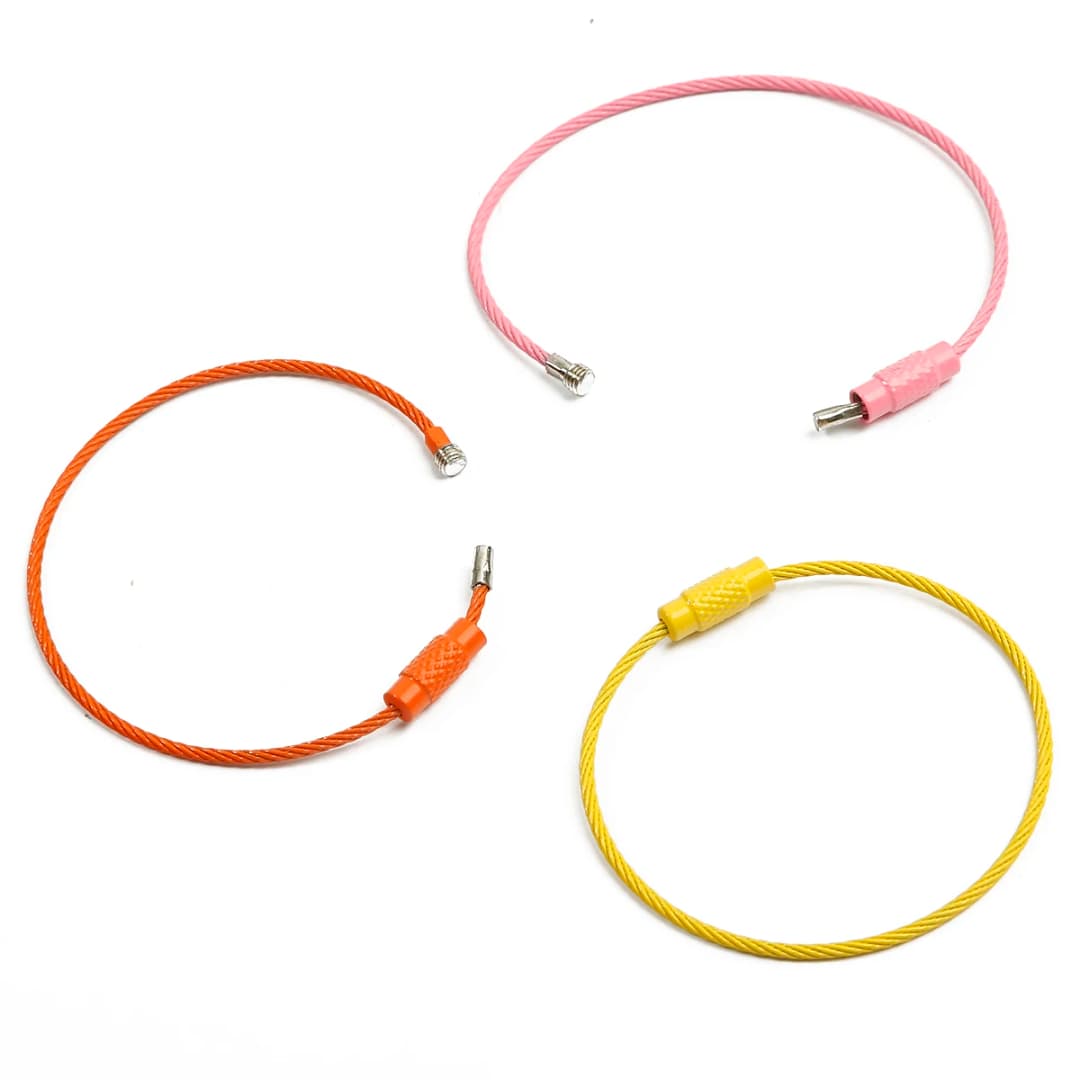 2/10pcs 50cm Colorful Stainless Steel Wire Keychain Cable Loop Screw Lock Rope Key Holder Keyring Key Chain Rings Outdoor Tools - 3