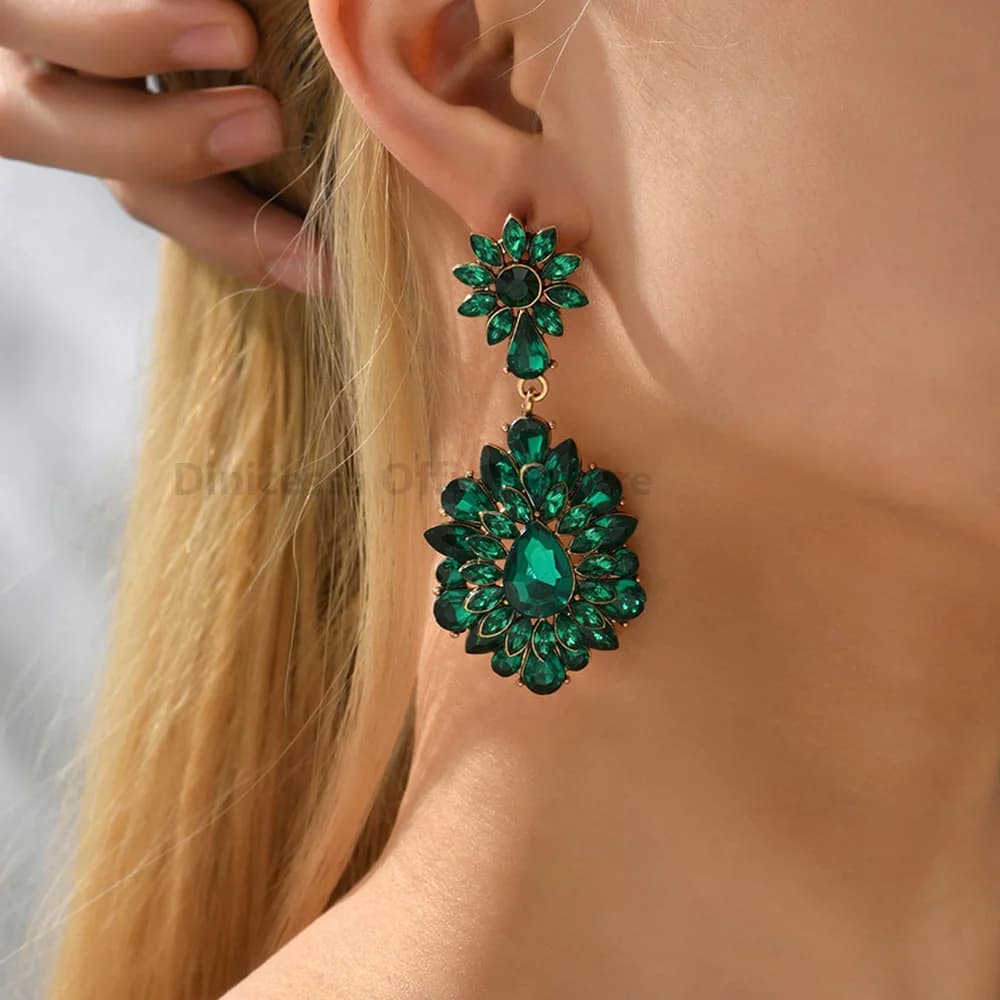 دمعة خمر الثريا ديكور كريستال زجاج براقة استرخى إسقاط أقراط للنساء الاتجاه الفاخرة جودة قلادة مجوهرات - 2