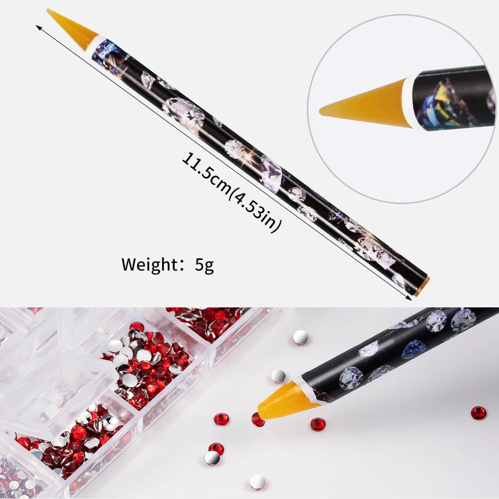 2pcs/Set Nail Art Rhinestones Kit 12Grids Flatback Crystal Clear AB Drills With Pen DIY Manicure Nail Art Decoration Accessories - 5